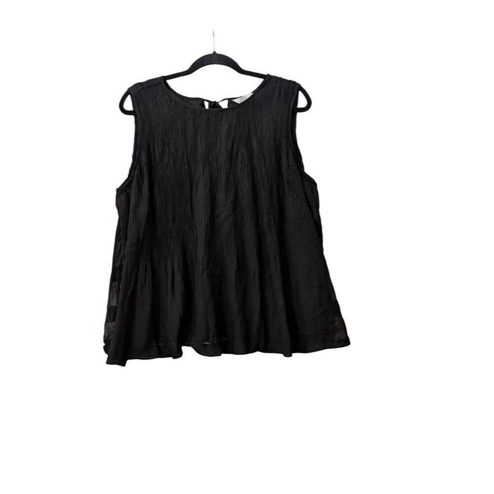 Time and Tru Black Sleeveless Pleated Top - Size Large